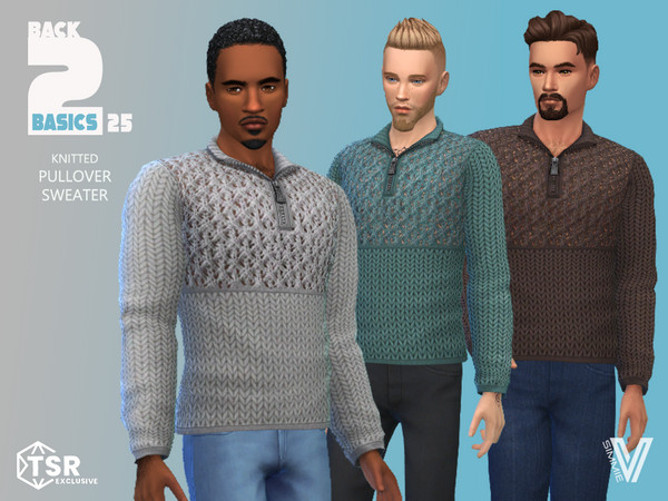 Sims 4 — B2B Knitted Pullover by SimmieV — This sweater features a knitted lace top panel for exceptional ventilation.