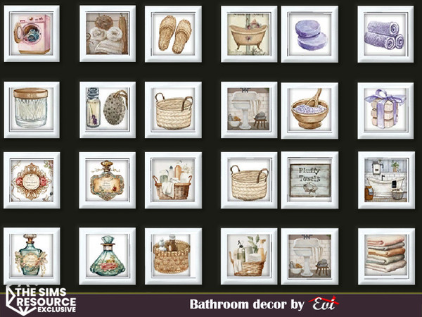 Sims 4 — Bathroom decor by evi — Small paintings with cute paintings to decorate your bathrooms