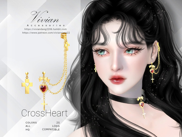 Sims 4 — VivianDang_AF_Earing_CrossHeart_L.package by VivianDang — - All new meshes