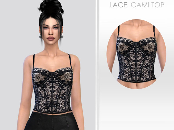 Sims 4 — Lace Cami Top by Puresim — Lace cami top for female sims