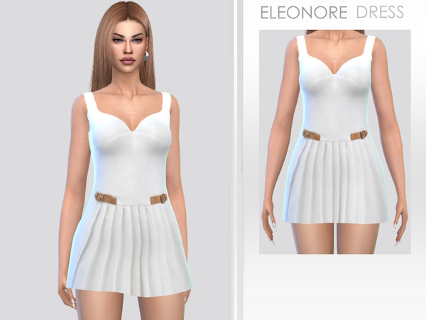 Sims 4 — Eleonore Dress by Puresim — White dress for female sims.
