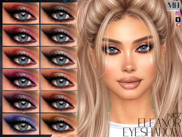 Sims 4 — Eleanor Eyeshadow N107 by MagicHand — Bold heavy eye makeup in 18 colors - HQ Compatible.