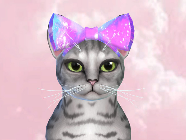 Sims 4 — Big Bow Cats Pastel Galaxy No Shiny by PastelHeartKittens — Complete your galaxy look with this amazing bow on