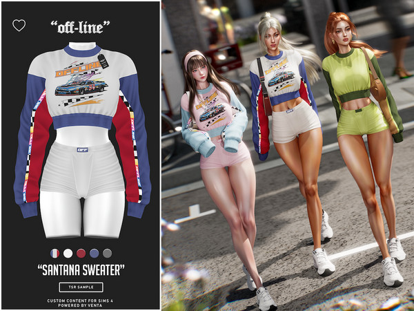 Sims 4 — Off-Line - Santana Sweater by VentaStudio — 5 Swatches (48 Swatches on Patreon)