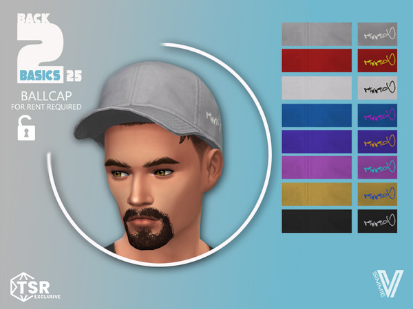 Sims 4 — B2B Ballcap by SimmieV — The For Rent handyman ballcap has been unlocked and 8 basic swatches added.