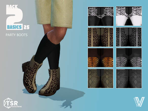 Sims 4 — B2B Party Boots by SimmieV — When it's time to let your feet party too, these 8 ankle boots have you covered.