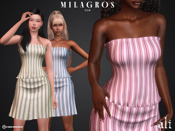 Sims 4 — MILAGROS top by ali1 — Striped Tube Top