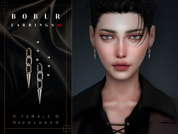 Sims 4 — Punk Chain Earrings by Bobur2 — Punk style Chain Earrings for female 4 colors I hope you like it