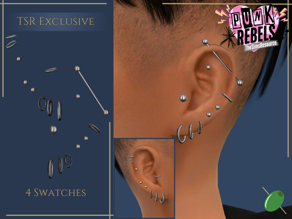 Sims 4 — Alexander Ear Piercings by Pitted0live — Alternative style ear piercings for men Custom catalog image