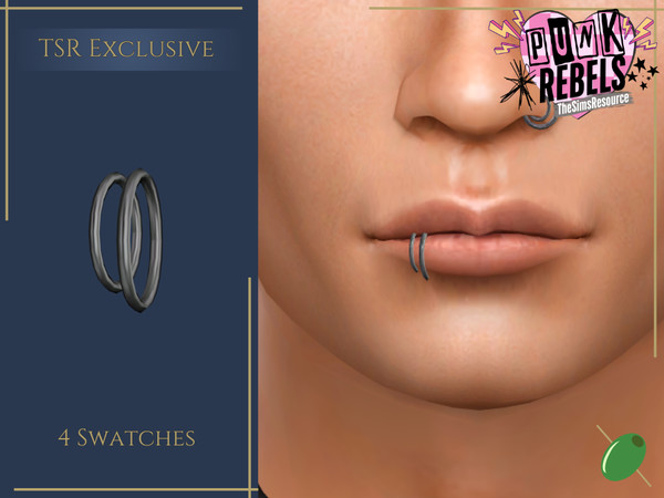 Sims 4 — Alexander Lip Piercing by Pitted0live — Simple double hoop lip piercing for male sims Custom catalog image