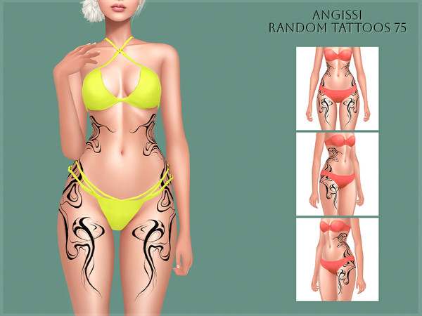 Sims 4 — Random tattoos 75 by ANGISSI — PREVIEWS MADE USING HQ MOD HQ compatible