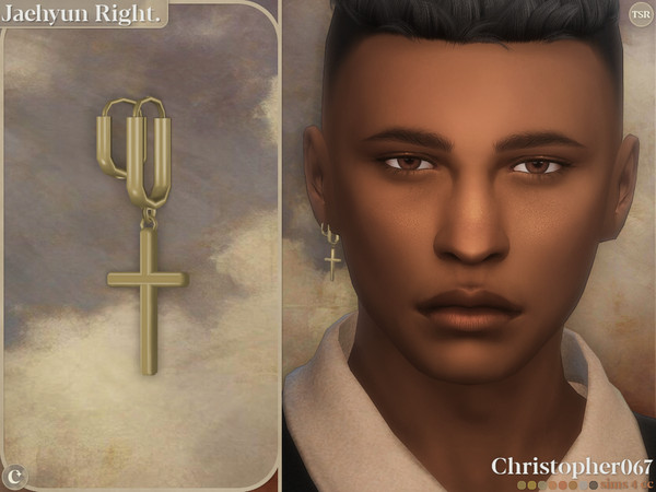 Sims 4 — Jaehyun Earrings - Right by christopher0672 — This is a minimal pair of thin oval-shaped hoop earrings with a