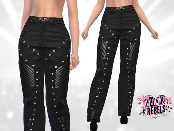 Sims 4 — Punk Rebels - Punk Pants by Puresim — Punk pants for female sims.