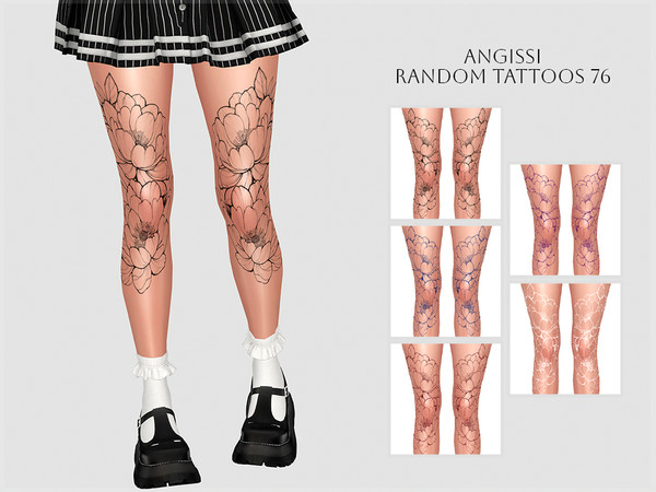 Sims 4 — Random tattoos 76 by ANGISSI — PREVIEWS MADE USING HQ MOD 5 colors