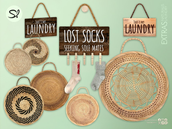 Sims 4 — Naturalis Laundry- Wall Rattan Basket by SIMcredible! — Bringing back our all time most downloaded series in 21