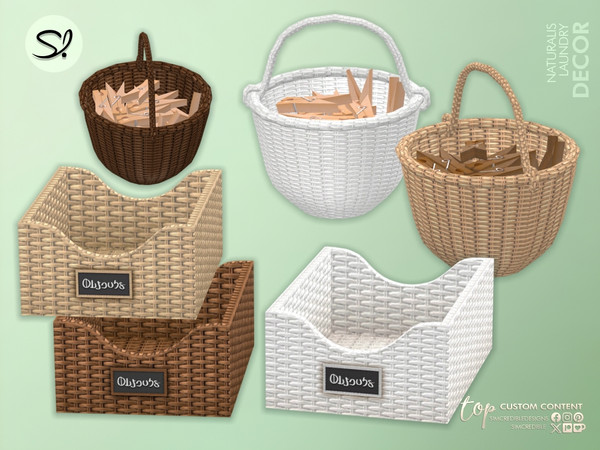 Sims 4 — Naturalis Laundry- Clothespin basket by SIMcredible! — Bringing back our all time most downloaded series in 21