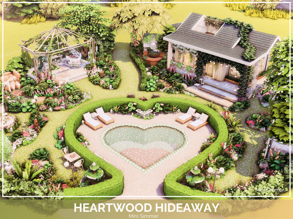Sims 4 — Heartwood Hideaway - No CC by Mini_Simmer — Tucked within lush hedges and floral paths, Heartwood Hideaway is
