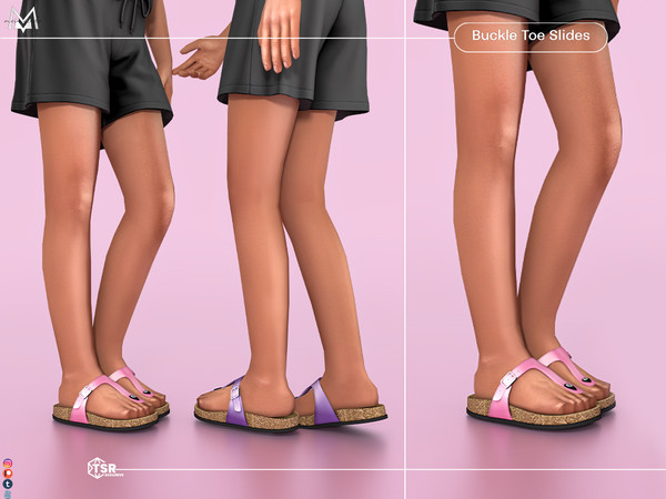 Sims 4 — Buckle Toe Slides  S526 (Child) by Mermalade — New Mesh