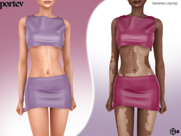 Sims 4 — Sleeveless crop top by portev — new Mesh 8 colors