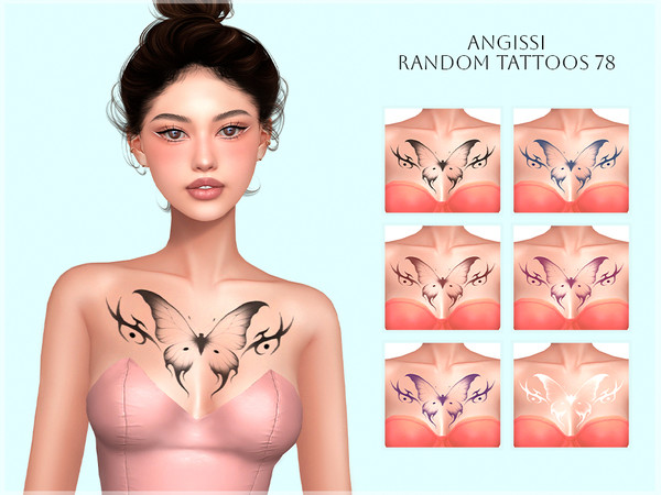 Sims 4 — Random tattoos 78 by ANGISSI — PREVIEWS MADE USING HQ MOD HQ compatible