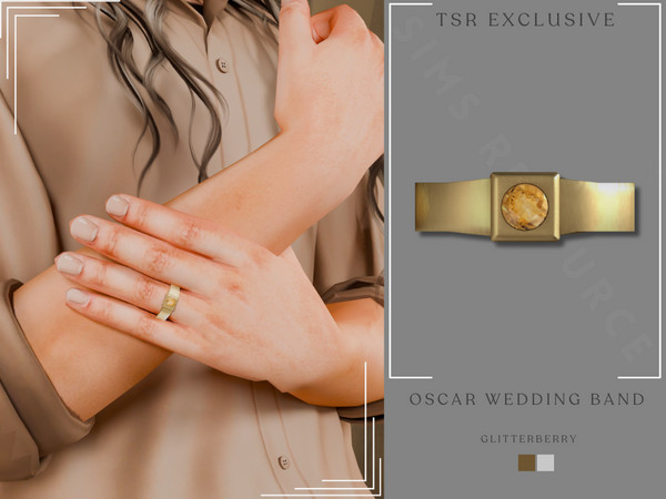 Sims 4 — Oscar Wedding Band by Glitterberryfly — An orange gemstone wedding band