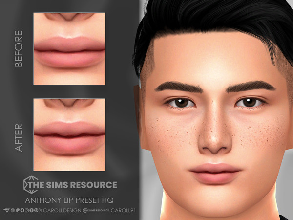 Sims 4 — Anthony Lip Preset HQ by Caroll912 — A small lip preset for male Sims. Preset is suited for Teen - Elders and