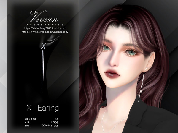 Sims 4 — X - Earing by VivianDang — - All new meshes