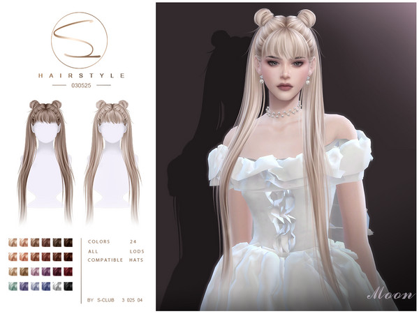 Sims 4 — S-Club_050325_Double Ponytail hairstyle by S-Club — S-Club_050325_Double Ponytail hairstyle hairstyle with 24