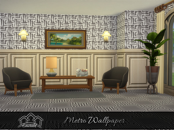 Sims 4 — Metro Wallpaper 4 by Emerald — Create a beautifully inviting warm place for your indoor rooms.
