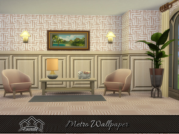 Sims 4 — Metro Wallpaper 6 by Emerald — Create a beautifully inviting warm place for your indoor rooms.