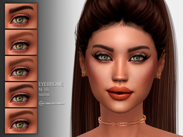 Sims 4 — Eyebrow N18 by Suzue — 10 Swatches