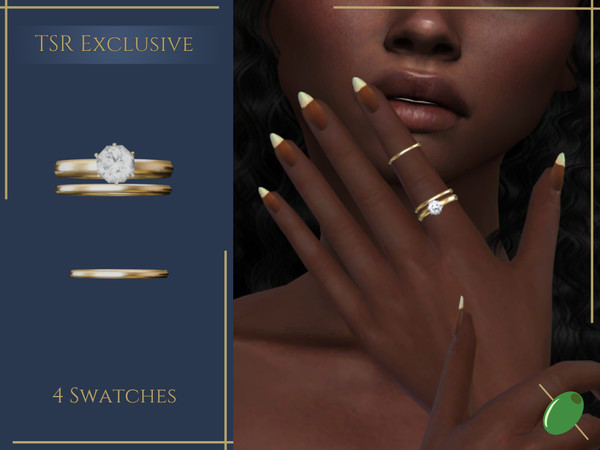 Sims 4 — Sophie Rings Left Index by Pitted0live — Gold bands with a brilliant cut diamond Custom catalog image