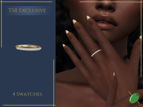 Sims 4 — Sophie Rings Left Middle by Pitted0live — Simple band with in set diamonds Custom catalog image