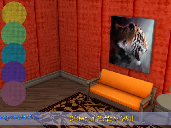 Sims 4 — Diamond Pattern Walls by KiyraNekochan — Walls with diamond pattern. 6 Swatches