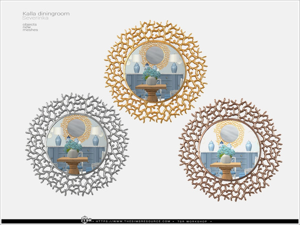 Sims 4 — Kalla - wall mirror by Severinka_ — A set of furniture and decor for the design of a dining room in the Hamptons