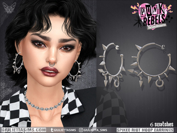 Sims 4 — Punk Rebels - Spiked Riot Hoop Earrings by feyona — Spiked Riot Hoop Earrings come with 6 swatches.
