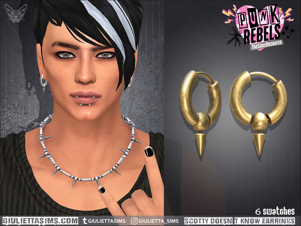 Sims 4 — Punk Rebels -Scotty Doesn't Know Spiky Earrings (for men and women) by feyona — Scotty Doesn't Know Spiky