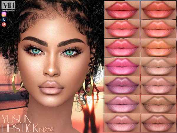 Sims 4 — Yusun Lipstick N262 by MagicHand — Velvet Cloud Lips in 16 colors - HQ Compatible.