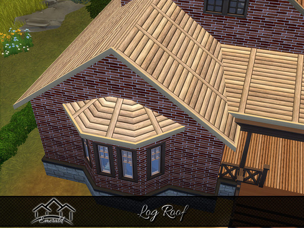 Sims 4 — Log Roof 4 by Emerald — Log roofing are energy efficient for a classic or rustic look home.