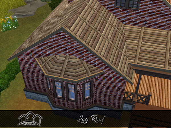 Sims 4 — Log Roof 6 by Emerald — Log roofing are energy efficient for a classic or rustic look home.