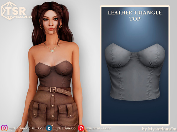Sims 4 — Leather triangle top by MysteriousOo — Leather triangle top in 6 colors