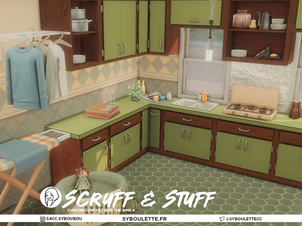 Sims 4 — Scruff & Stuff - Broken vintage counter | cheap chipped by Syboubou — Scruff and Stuff is the spiritual