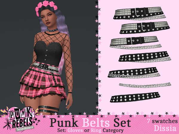 Sims 4 — Punk Belts Set by Dissia — Studs and chains belts