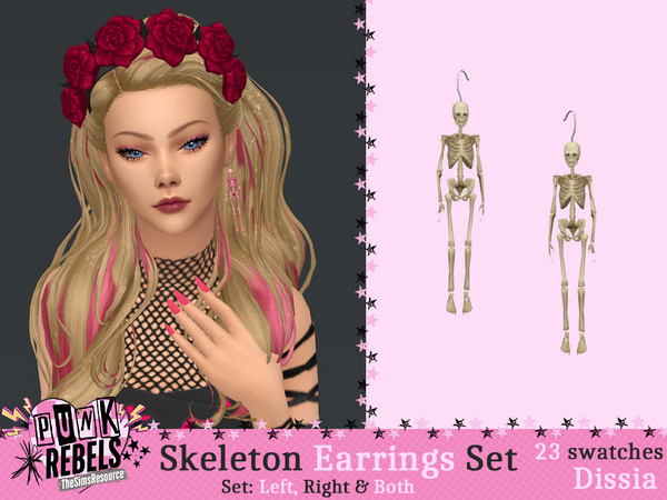 Sims 4 — Skeleton Earring (Left) by Dissia — Skeleton body earrings for right, left or both ears