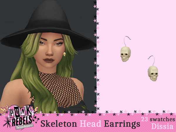 Sims 4 — Skeleton Head Earrings by Dissia — Earrings with skeleton head
