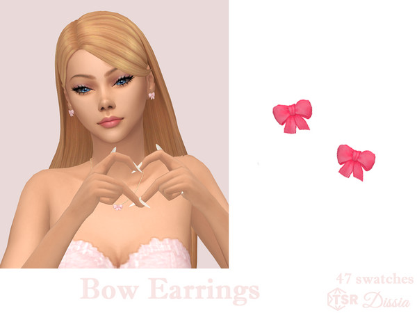 Sims 4 — Bow Earrings by Dissia — Cute little bow earrings