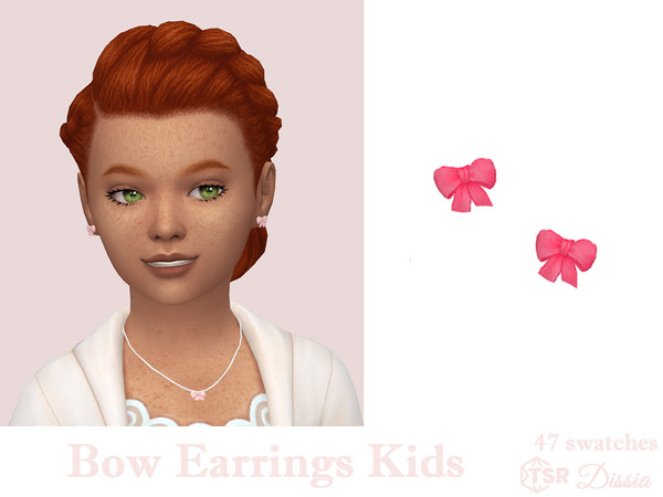 Sims 4 — Bow Earrings Kids by Dissia — Cute little bow earrings