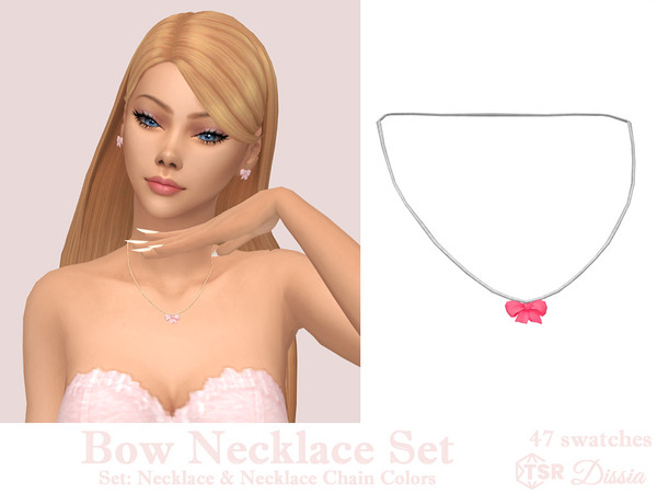 Sims 4 — Bow Necklace by Dissia — Cute bow necklace and accessory colors for chain