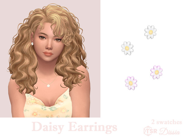 Sims 4 — Daisy Earrings by Dissia — Cute little daisies earrings
