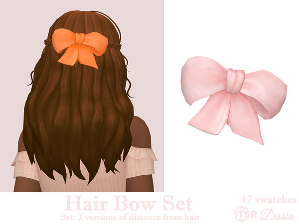 Sims 4 — Hair Bow v2 (Mid) by Dissia — Cute bow for your sim hair on back in 3 versions to suit all hair volumes